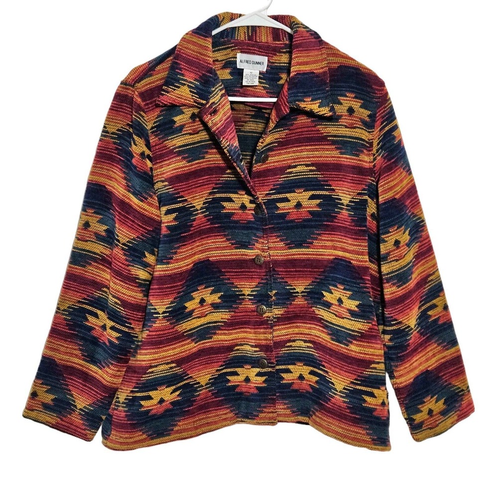 Vintage‎ Alfred Dunner Womens Button Front Jacket Southwestern Print Size 12